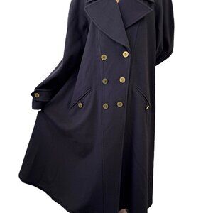 CHANEL Vintage 95A CC Mark Logo Long Coat Jacket #38 Cashmere Dark Blue [106373]